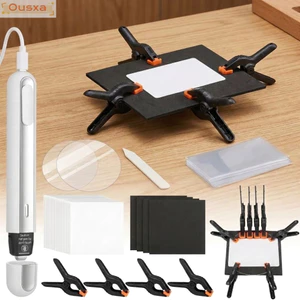 Bộ dụng cụ làm phẳng thẻ OUSXA 52 chiếc, Bộ dụng cụ làm sạch thẻ di động hỗ trợ chính xác, Bộ phụ kiện tròn Acrylic Dụng cụ chăm sóc thẻ Bộ sưu tập TCG