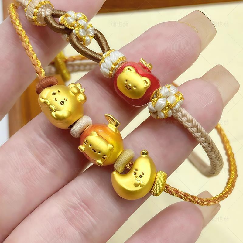 Vòng tay hạt cát vàng mạ 24k tự làm, tặng bạn gái
