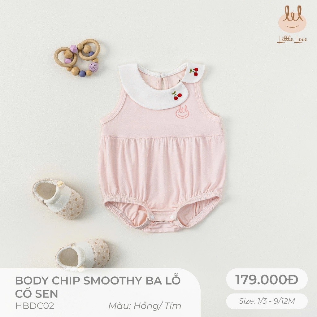 BODYCHIP SỢI TRE BA LỖ CỔ SEN LIL [ SIÊU MỀM, MÁT, MỊN CO DÃN VÀ THẤM HÚT TỐT] SZ 1/3M - 9/12M (HBDC02)