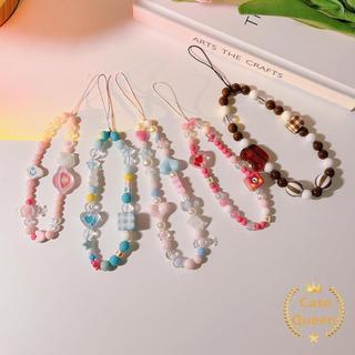 Vòng chìa khóa mặt dây chuyền hạt xanh Milky Blue, dây đeo tay ngắn chống rơi, trang trí túi di động