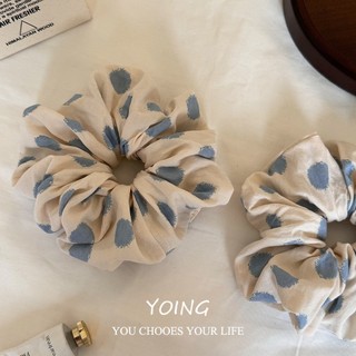 Yoing / Creamy Chấm Bi Scrunchy Dây Buộc Tóc Nữ Ngọt Ngào Cao Cấp Dây Buộc Tóc Sang Trọng Tất Cả Trận Đấu Đuôi Ngựa Đầu Dây Buộc Exqui