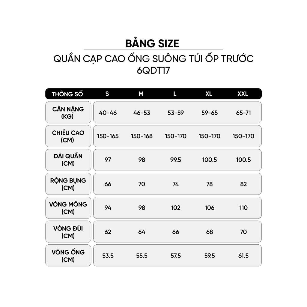 Quần dài nữ CARDINA chất liệu chéo XHS cạp cao ống suông túi ốp trước 6QDT17
