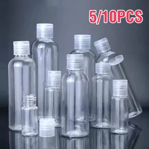5 / 10 Chiếc Trong Suốt PET Flip-Top Chai Rỗng Có Thể Đổ Lại 10ml-100ml Cho Mỹ Phẩm Lotion Dầu Gội Du Lịch Di Động Chống Rò Rỉ