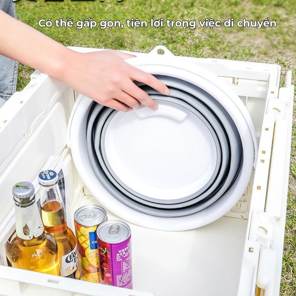 Xô Silicon Gấp Gọn HomeMate 3L 5L 10L Đa Năng, Chậu Nhựa Gấp Gọn Có Quai Xách Tiện Lợi Tiết Kiệm Không Gian