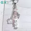 GHX Sáng Tạo Dễ Thương Floed Mèo Con Dâu Mặt Dây Chuyền Móc Khóa Động Vật Ngọt Ngào Móc Khóa Bapa Phụ Kiện Trang Trí Người Bạn Thân Nhất Quà Tặng VN