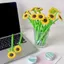 GETVOW Silicone Flower Pen, Silicone Để Bàn Trang Trí Bút Gel Hướng Dương, Kawaii Hoa Trung Tính Bút Học Sinh & Văn Phòng Phẩm Quà Tặng