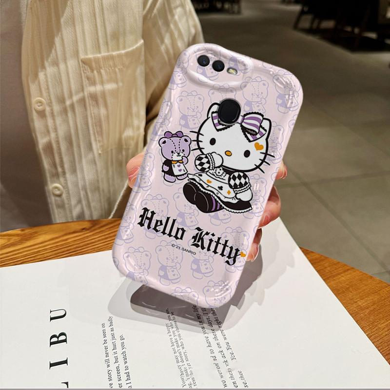 Ốp Silicon Hoạt Hình Cho OPPO A5S A7 A12 F9 F9 Pro 3D Phụ Kiện Vỏ Điện Thoại Mềm TPU Kitty Sinh Viên Ốp Lưng Chống Sốc