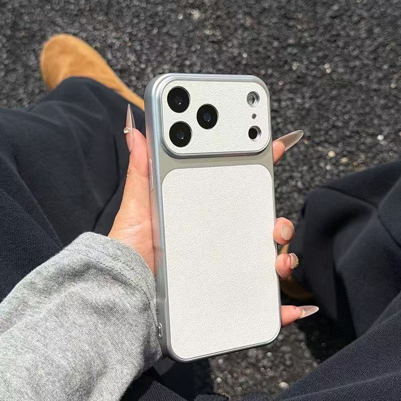 Ốp Lưng Cho IPhone 14 17 11 13 16 15 12 Pro Max Air 14 15 16 13 Plus Tối Giản Lychee Da Họa Tiết Cảm Giác Da Mềm Bao
