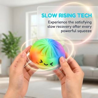 Bánh bao Squishy URBANFABLE, Đồ chơi Squishy bánh bao phục hồi chậm tăng chậm, Bé trai Bé gái Màu cầu vồng Pinch Dễ thương Mềm mại Cảm giác Fidget Ball Trẻ em Người lớn