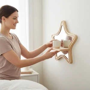 Trưng Bày Hoa Hình Ngôi Sao Treo Tường Kệ Thiết Kế Nổi Kệ Gương Ngôi Sao Dễ Treo Cho Phòng Khách