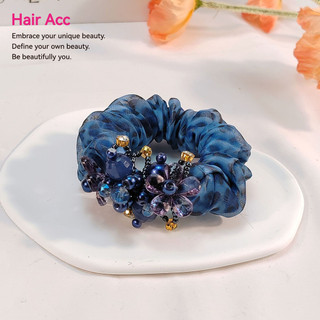 Dây buộc tóc nữ lưới organ cao cấp, scrunchy hoa, mũ đội đầu