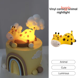 Đèn ngủ hình hoạt hình dễ thương cho trẻ em, trang trí bàn làm việc, đèn ngủ hình động vật hoạt hình bằng vinyl.