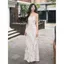 Phong cách mới Pure Desire Style Ren Trim Polka Dot Sling Dress Slim-fit Ôm dáng đẹp hơn Váy dài ngọt ngào