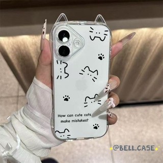 Ốp lưng IPhone 17 16 15 14 13 12 11 ProMax XSMax 7 Plus Dễ thương dòng mèo mèo tai điện thoại trường hợp