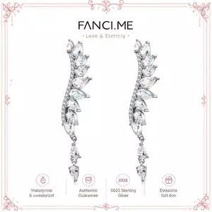 FANCIME "Đôi cánh quyến rũ" Bánh xích tai lấp lánh Bông tai bạc giả