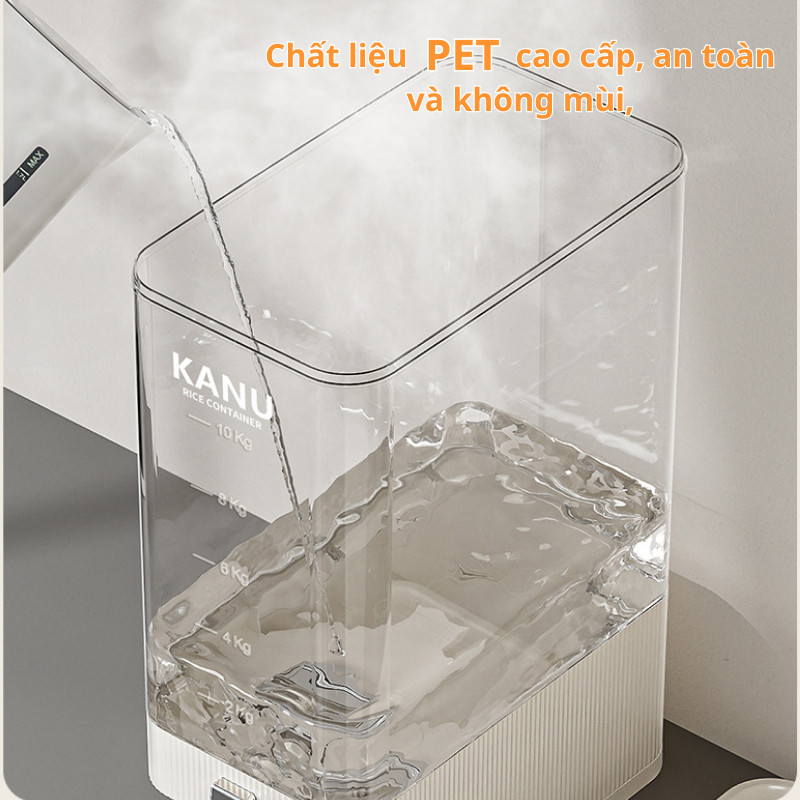 Thùng Đựng Gạo Thông Minh HomeMate 5KG/10KG Lấy Gạo Tự Động, Hộp Đựng Gạo Nhựa PET Cao Cấp Chống Ẩm Mốc