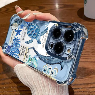 Ốp Lưng Cho OPPO A6 A5 A3 Pro A6X A3X A5X Reno 15F 13F 15 12 10 14 Pro 11 10 5G 11F 12F Reno 6 7 8 Pro 7Z 8Z 8T Vỏ Hoạt Hình Cá Voi Đại Dương Mạ Mềm Silicon Chống Sốc Không Khí-BẢO VỆ