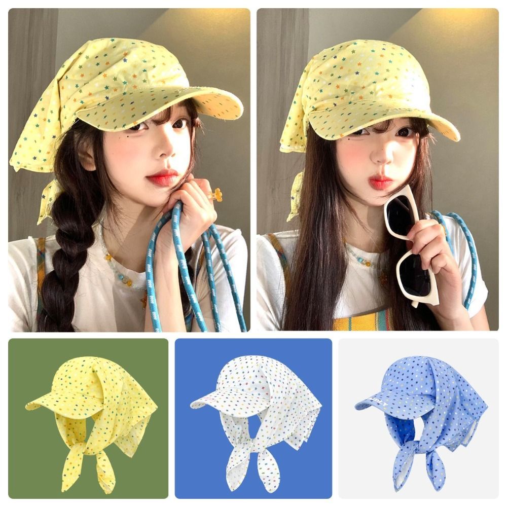 Mũ quàng cổ TRACEILLOIAN, Mũ bóng chày chống nắng chống nắng chống tia cực tím, Phong cách Hàn Quốc thoáng khí in hình ngôi sao Mũ lò xo