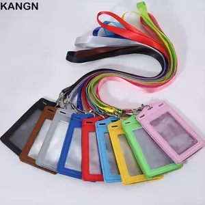 Hộp đựng thẻ ID KANGN, Hộp đựng huy hiệu trong suốt gấp ba lần, có khe cắm thẻ bằng da PU cho thẻ tên ID Thẻ tên doanh nghiệp Thẻ ID sinh viên