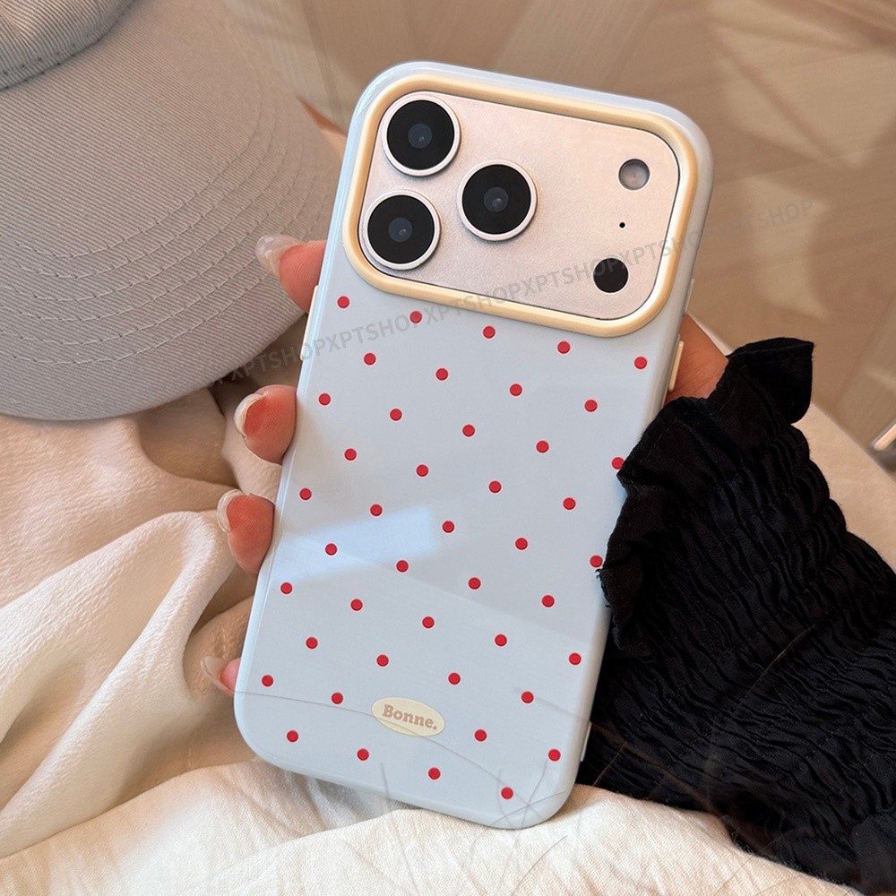 Berry Powder Blackcurrant Polka Dot Glossy Soft Phone Case cho iPhone 17 Pro Max 16 Plus 15 14 13 12 11 Vỏ bảo vệ chống sốc