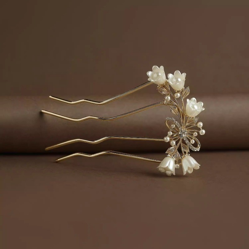MAUROPOLI Retro Sang Trọng Ngọc Trai Ánh Sáng Sang Trọng Kim Cương Giả Hoa Mới Phong Cách Trung Hoa Tạo Kiểu Tóc Dụng Cụ Tiện Dụng Mũ Đội Đầu Bé Gái