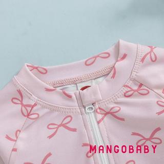 MG-Baby Girl Rash Guard Đồ bơi dài tay Nơ / Bộ đồ tắm in hình anh đào Đồ bơi trẻ sơ sinh có mũ chống nắng