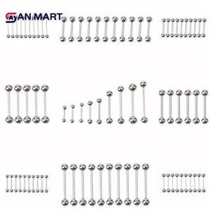 AN.MART 10 Chiếc Thép Không Gỉ Bóng Lưỡi Rốn Núm Vú Barbell Nhẫn Thanh Body Xuyên VN