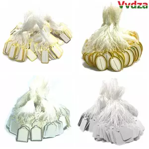 VVDZA 100 Chiếc Giá Trang Sức Nhãn Trống Vàng / Bạc Cạnh Thẻ Dụng Cụ Trưng Bày Giấy