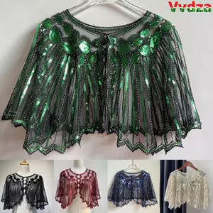 Khăn choàng VVDZA Đính cườm thời trang thập niên 1920 Trang trí Sequin đám cưới