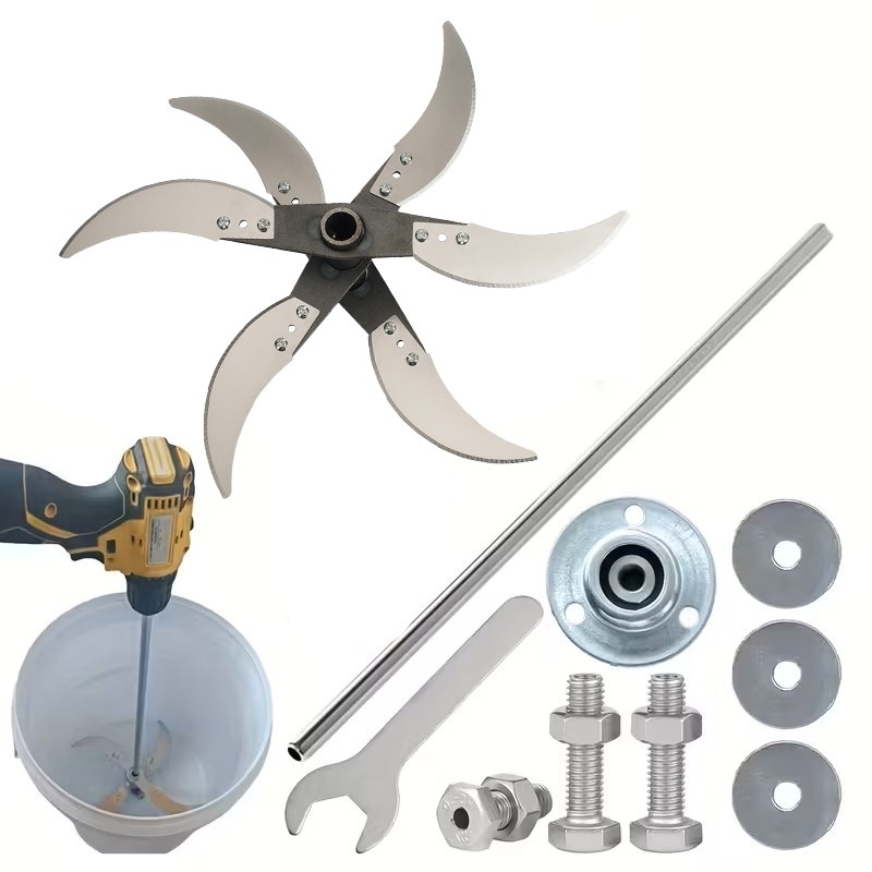 Bộ Lưỡi Dao Máy Băm Cỏ Inox 4/6 Cánh Kèm Trục 10mm Dùng Xay Thức Ăn Chăn Nuôi