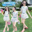 Bé Gái Hoạt Hình In Hình Đồ Bơi Mùa Hè Phong Cách Mới Trẻ Em Áo Tay Ngắn + Nơ Bánh Váy Đồ Bơi