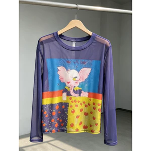Milyfashion Size Lớn Bé Voi In Hình Nhìn Xuyên Qua Gạc Chống Nắng Mùa Hè Phong Cách Mới Tất Cả Trận Đấu Mỏng Hơn Nhìn t Top JV