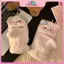 MYPANDA Mèo Đáng Yêu Hoạt Hình Flip Sang Trọng Găng Tay Ấm Lạnh Găng Tay Học Sinh Nữ Mùa Đông Ngoài Trời Mềm Mại Thiên Tính Nửa Ngón Tay Găng Tay Màn Hình Cảm Ứng.