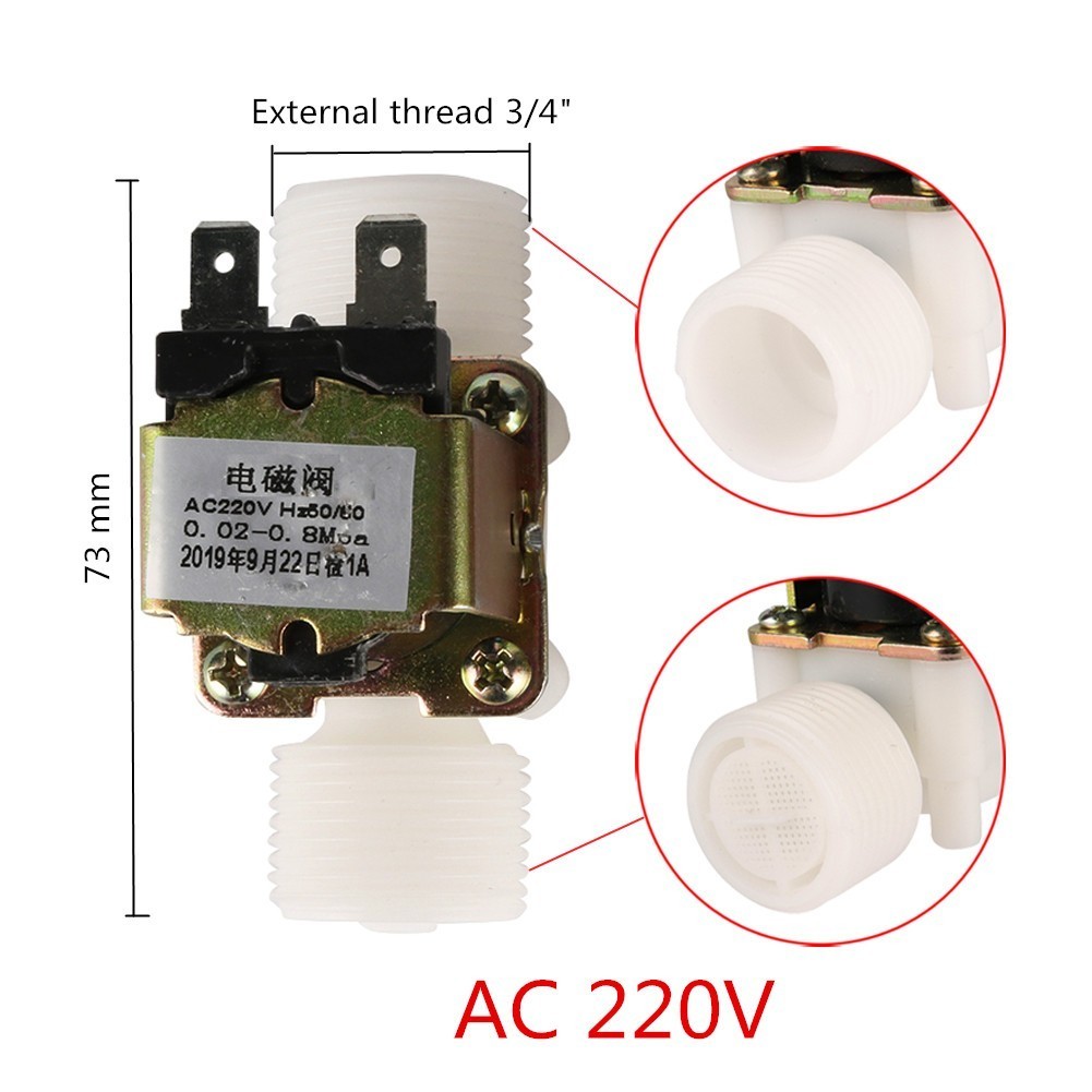 Van Điện Từ Nước 12VDC 220VAC Thường Đóng Có Áp Phi 13 Phi 21 Phi 27 Ren Ngoài