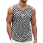 Retro 3D Hình Học Tank Top Nam, Áo Vest Mùa Hè Không Tay Cổ Tròn Thoáng Khí Mềm Mại, Thể Thao Thường Ngày