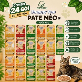 [Combo 24 Gói] Pate Mèo SNAPPY TOM Trái Cây 70g Bổ Sung Vitamin Chất Xơ Dễ Tiêu Hóa - Wanna Pet