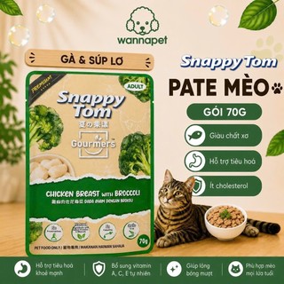 [Combo 48 Gói] Pate Mèo SNAPPY TOM 70g Vị Trái Cây Giàu Vitamin Hỗ Trợ Tiêu Hóa - Wanna Pet