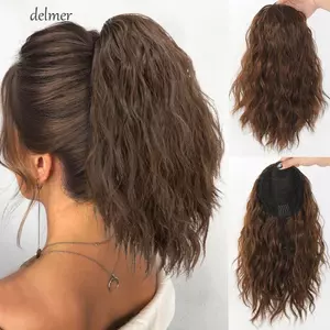 DELMER Đuôi ngựa gợn sóng ngắn, Phần mở rộng đuôi ngựa chịu nhiệt Dây rút Đuôi ngựa xoăn, Phụ kiện tóc Tổng hợp Vô hình Tự nhiên Đuôi ngựa Thiết bị tóc Sử dụng hàng ngày