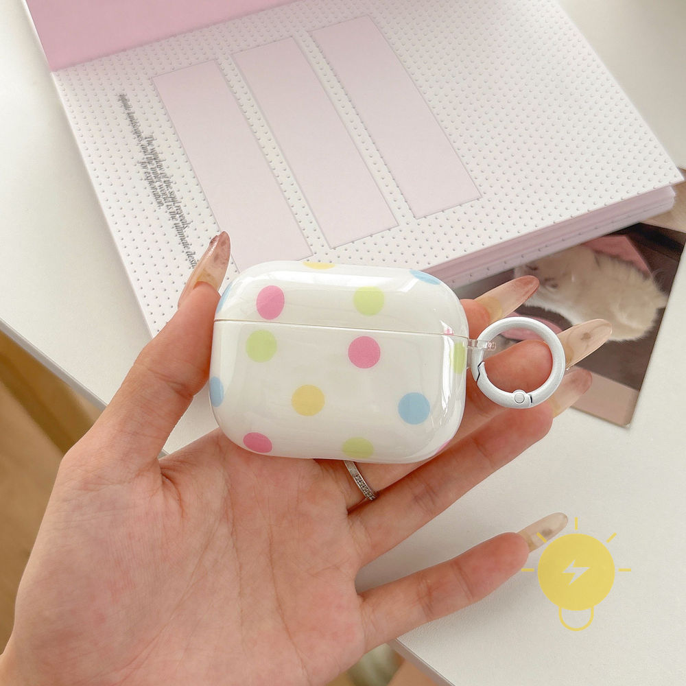 Phone Case For AirPods 4 / Pro3 / Pro2 / Pro / 3 / 2 / 1 TPU Polka Dot Headset Polka Dot Aesthetic Korean Cute