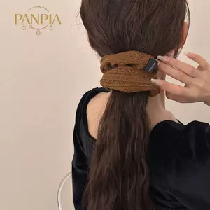 PNPIA- Thời Trang Retro Dệt Kim Len Scrunchie Dành Cho Nữ Bé Gái Tóc Co Giãn Dây Cao Su Phụ Kiện Đuôi Ngựa Tóc Dây Mũ Đội Đầu