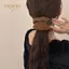 PNPIA- Thời Trang Retro Dệt Kim Len Scrunchie Dành Cho Nữ Bé Gái Tóc Co Giãn Dây Cao Su Phụ Kiện Đuôi Ngựa Tóc Dây Mũ Đội Đầu
