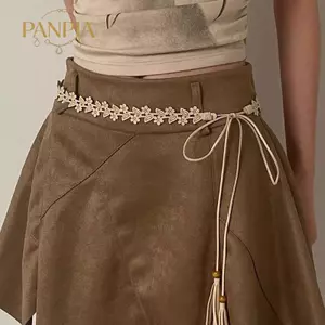 PNPIA- Bohemian Retro Phong Cách Dân Gian Dây Thắt Lưng Nữ Phiên Bản Hàn Quốc Của Váy Mới Có Thắt Lưng Cao Cấp Với Dây Thắt Lưng Trắng