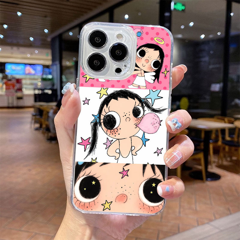 Ốp lưng iPhone trong suốt chống sốc họa tiết cô bé iP-7/8Plus/XSMax/11/12/13/14/15/16/17/Pro/ProMax