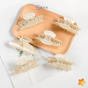 Thiết kế sáng tạo mới Kẹp tóc chữ màu kem 8.6CM Kẹp tóc cá mập Acrylic đơn giản Phụ kiện tóc cho tính khí cho bé gái mới