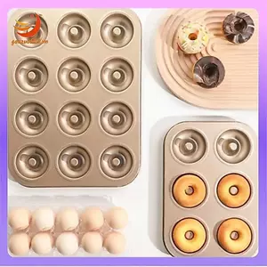 Khuôn Bánh Donut Lỗ DIY Sô Cô La Bánh Ngọt Món Tráng Miệng Bánh Quy Muffin Dụng Cụ Handmade Phụ Kiện Nhà Bếp 6 Cốc Đen