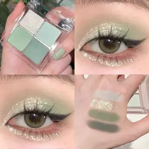 phấn mắt 4 ô phấn mắt romand bảng phấn mắt Sữa bạc hà bão hòa thấp xanh!Bảng phấn mắt bốn màu ins Clear Nhấp nháy Gentle Pure Desire Mint Green Cut-off Trang điểm mắt