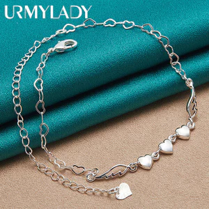 URMYLADY Bạc 925 Ba Trái Tim Vòng Tay Nữ Tiệc Cưới Thời Trang Quyến Rũ Trang Sức