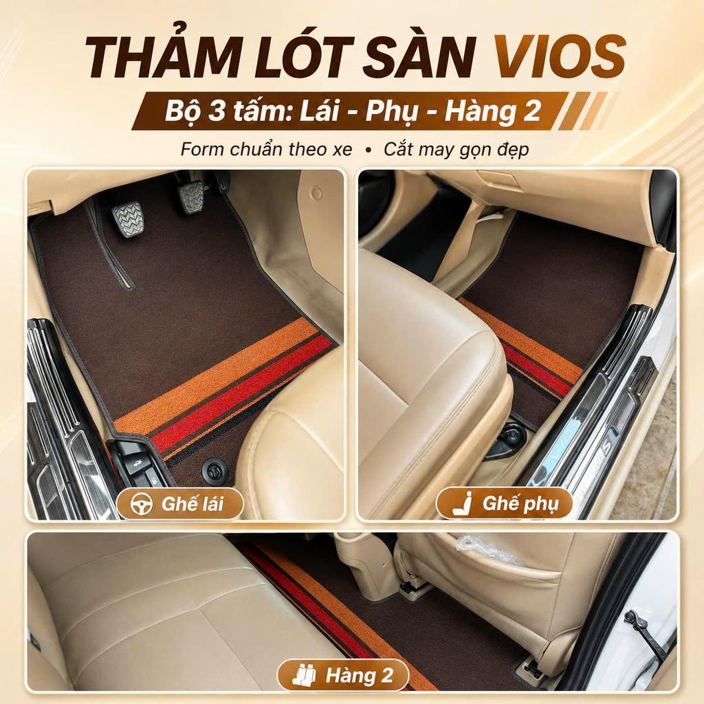 [ Vios ] Thảm cước xe Toyota Vios đủ 3 tấm cắt may chuẩn form xe chống thấm nước chống trơn chống trượt