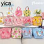 Túi Tote YICA, Túi xách nữ in hoa phong cách Hàn Quốc, Túi xách tay cầm bện cầm tay để đi mua sắm & du lịch