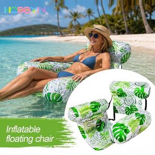 HOBBYIN Phao bể bơi bơm hơi, Vỏ vải Họa tiết lá Giường nổi, kiểu dáng với tựa lưng Thiết kế tựa lưng Đồ chơi dự tiệc nổi